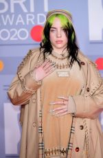 BILLIE EILISH at Brit Awards 2020 in London 02/18/2020