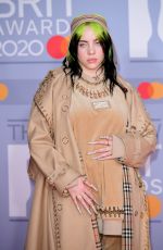 BILLIE EILISH at Brit Awards 2020 in London 02/18/2020