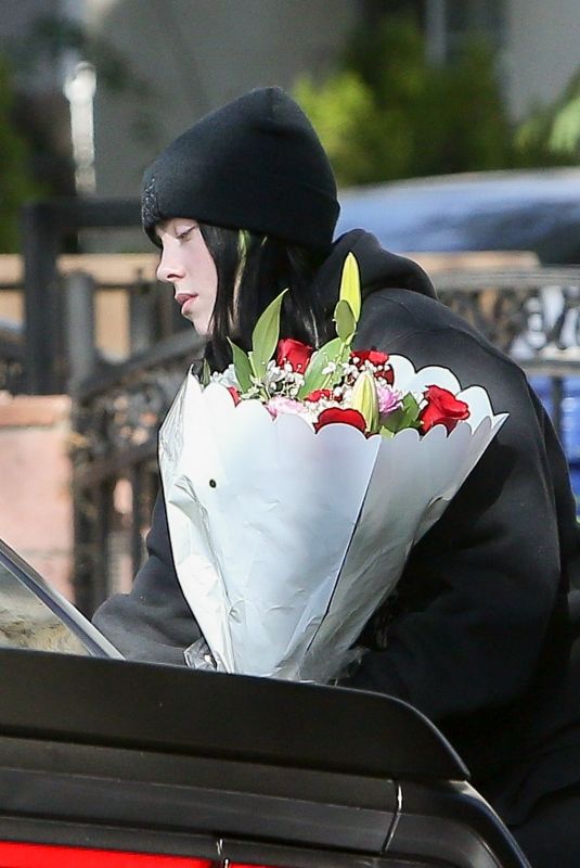 BILLIE EILISH Dropping Off Bouquets of Flowers to Friends in Los Angeles 02/14/2020