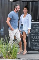 BROOKE BURKE in Denim Shorts at Avra in Beverly Hills 02/26/2020