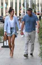 BROOKE BURKE in Denim Shorts at Avra in Beverly Hills 02/26/2020