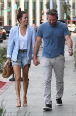 BROOKE BURKE in Denim Shorts at Avra in Beverly Hills 02/26/2020