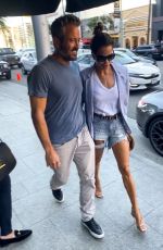 BROOKE BURKE in Denim Shorts at Avra in Beverly Hills 02/26/2020