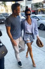 BROOKE BURKE in Denim Shorts at Avra in Beverly Hills 02/26/2020