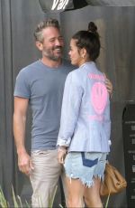 BROOKE BURKE in Denim Shorts at Avra in Beverly Hills 02/26/2020
