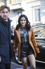 CAMILA MENDES Arrives at Salvatore Ferragamo Show at Milan Fashion Week 02/22/2020