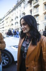CAMILA MENDES Arrives at Salvatore Ferragamo Show at Milan Fashion Week 02/22/2020