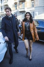 CAMILA MENDES Arrives at Salvatore Ferragamo Show at Milan Fashion Week 02/22/2020