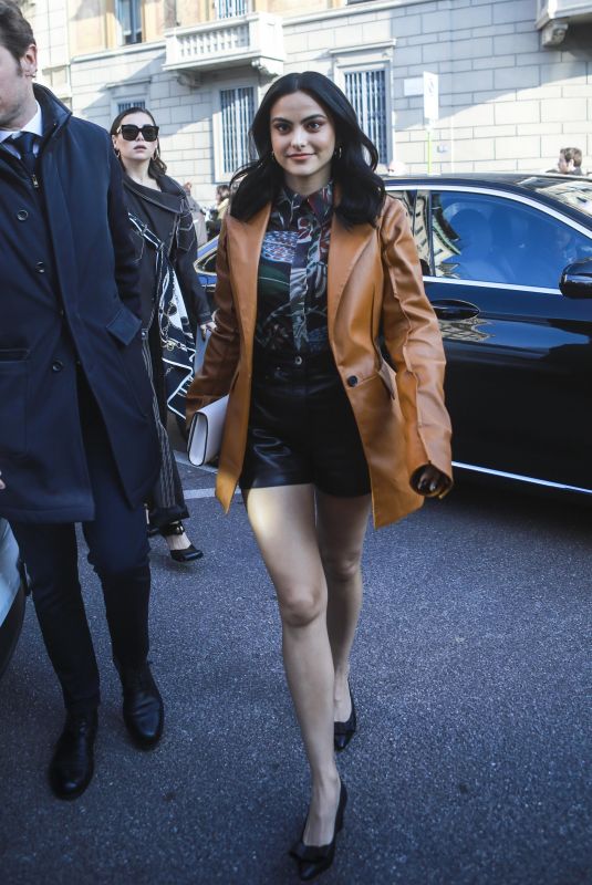 CAMILA MENDES Arrives at Salvatore Ferragamo Show at Milan Fashion Week 02/22/2020