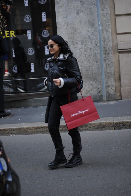 CAMILA MENDES Leaves Salvatore Ferragamo Store in Milan 02/21/2020