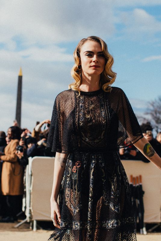 CARA DELEVINGNE Arrives at Dior Fashion Show at PFW in Paris 02/25/2020