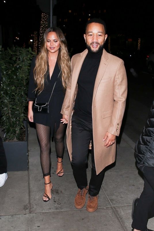 CHRISSY TEIGEN and John Legend at Madeo Restaurant in Beverly HIlls 02/27/2020