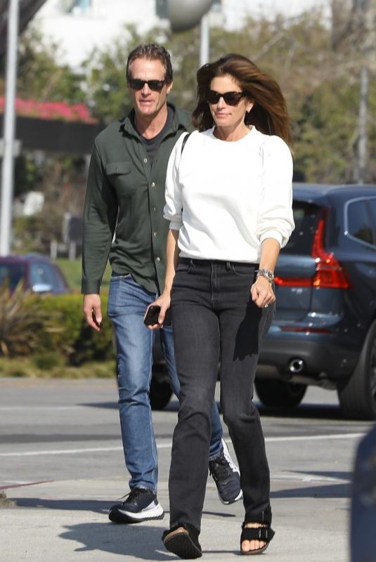 CINDY CRAWFORD and Rande Gerber Out for Lunch in West Hollywood 02/18/2020