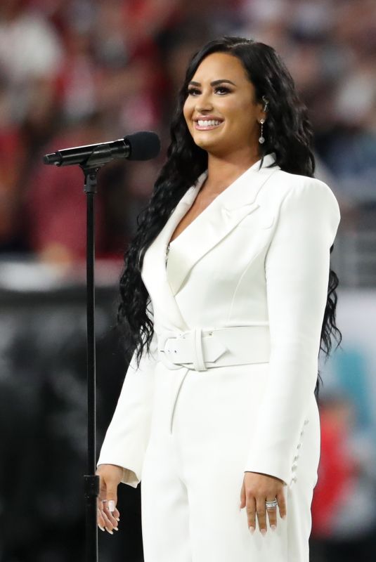 DEMI LOVATO Sings US National Anthem at Super Bowl LIV in Miami 02/02/2020