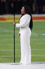 DEMI LOVATO Sings US National Anthem at Super Bowl LIV in Miami 02/02/2020