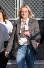 ELISABETH MOSS Arrives at Jimmy Kimmel Live in Los Angeles 02/25/2020
