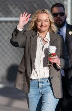 ELISABETH MOSS Arrives at Jimmy Kimmel Live in Los Angeles 02/25/2020