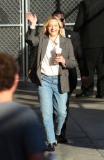 ELISABETH MOSS Arrives at Jimmy Kimmel Live in Los Angeles 02/25/2020