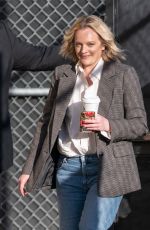 ELISABETH MOSS Arrives at Jimmy Kimmel Live in Los Angeles 02/25/2020