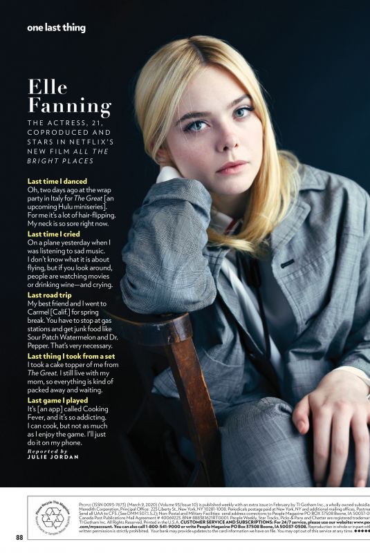 ELLE FANNING in People Magazine, March 2020