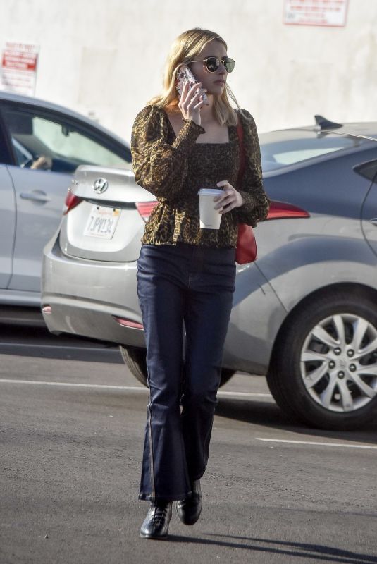 EMMA ROBERTS Leaves Blue Bottle Coffee in Los Angeles 02/07/2020