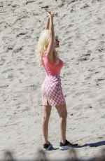 EMMY ROSSUM on the Set of Angelyne at a Beach in Malibu 02/26/2020