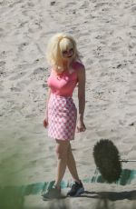 EMMY ROSSUM on the Set of Angelyne at a Beach in Malibu 02/26/2020