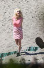 EMMY ROSSUM on the Set of Angelyne at a Beach in Malibu 02/26/2020