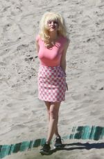 EMMY ROSSUM on the Set of Angelyne at a Beach in Malibu 02/26/2020