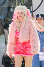 EMMY ROSSUM on the Set of Angelyne in Los Angeles 02/20/2020