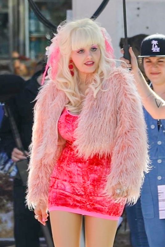 EMMY ROSSUM on the Set of Angelyne in Los Angeles 02/20/2020