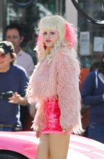 EMMY ROSSUM on the Set of Angelyne in Los Angeles 02/20/2020