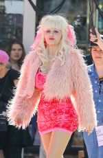 EMMY ROSSUM on the Set of Angelyne in Los Angeles 02/20/2020
