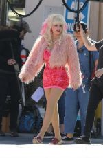 EMMY ROSSUM on the Set of Angelyne in Los Angeles 02/20/2020