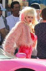 EMMY ROSSUM on the Set of Angelyne in Los Angeles 02/20/2020