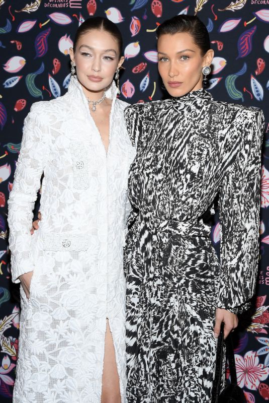 GIGI and BELLA HADID at Harper’s Bazaar Exhibtion in Paris 02/26/2020