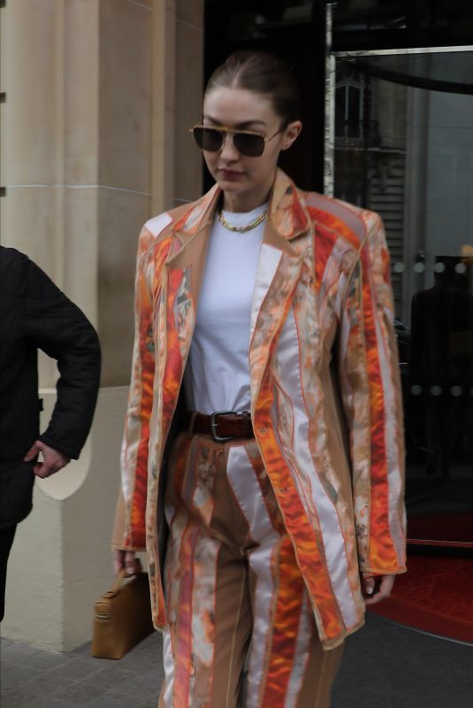 GIGI HADID Leaves Chanel Office in Paris 02/25/2020