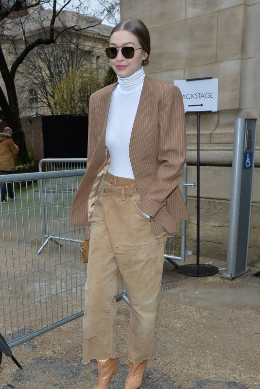 GIGI HADID Leaves Chloe Fashion Show at PFW in Paris 02/27/2020