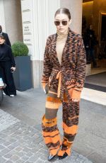 GIGI HADID Leaves Her Hotel in Milan 02/23/2020