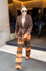 GIGI HADID Leaves Her Hotel in Milan 02/23/2020