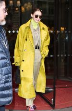 GIGI HADID Leaves Her Hotel in Paris 02/24/2020