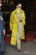 GIGI HADID Leaves Her Hotel in Paris 02/24/2020