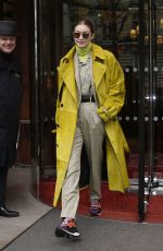 GIGI HADID Leaves Her Hotel in Paris 02/24/2020