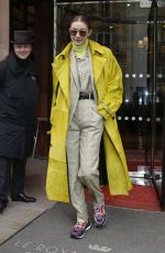 GIGI HADID Leaves Her Hotel in Paris 02/24/2020