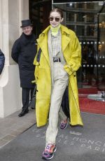 GIGI HADID Leaves Her Hotel in Paris 02/24/2020