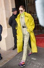 GIGI HADID Leaves Her Hotel in Paris 02/24/2020