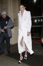 GIGI HADID Leaves Her Hotel in Paris 02/26/2020
