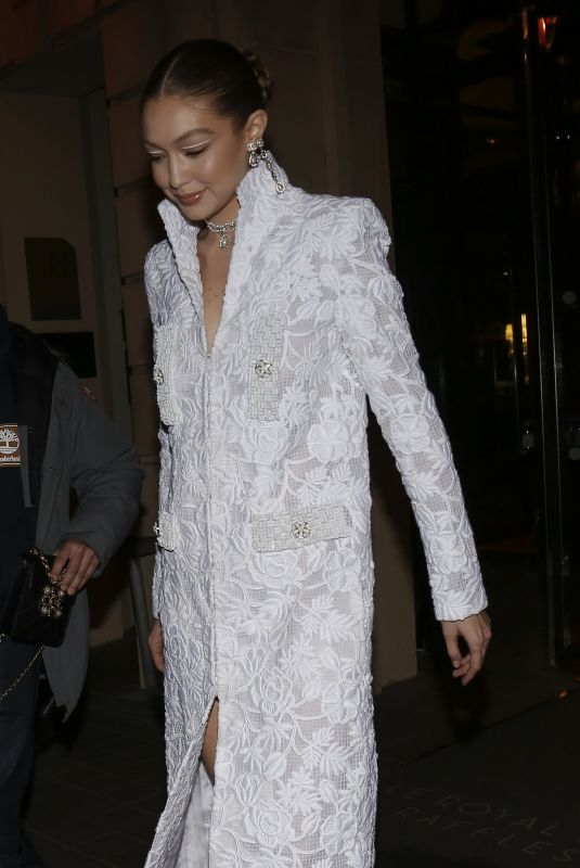 GIGI HADID Leaves Her Hotel in Paris 02/26/2020
