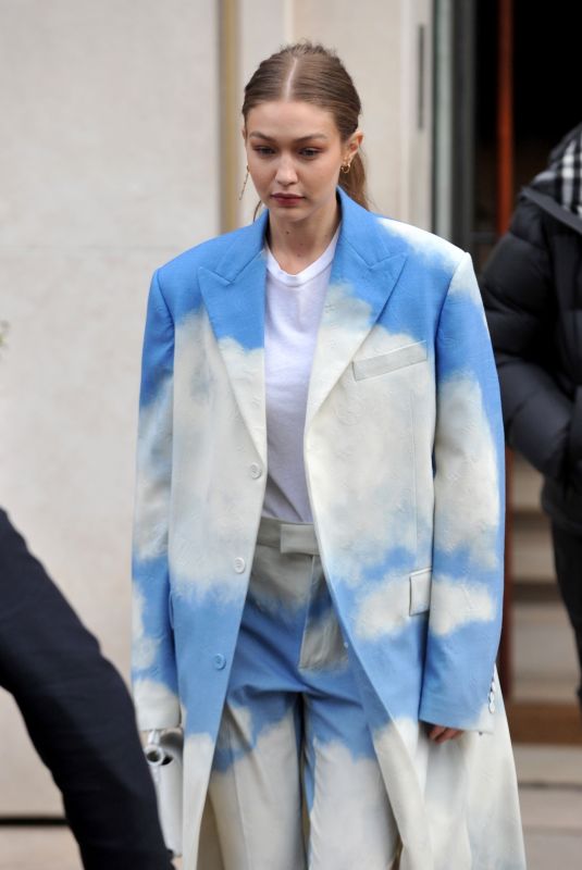 GIGI HADID Leaves LVHM Offices in Paris 02/27/2020