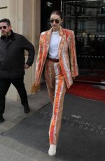 GIGI HADID Leaves Royal Monceau Hotel in Paris 02/25/2020